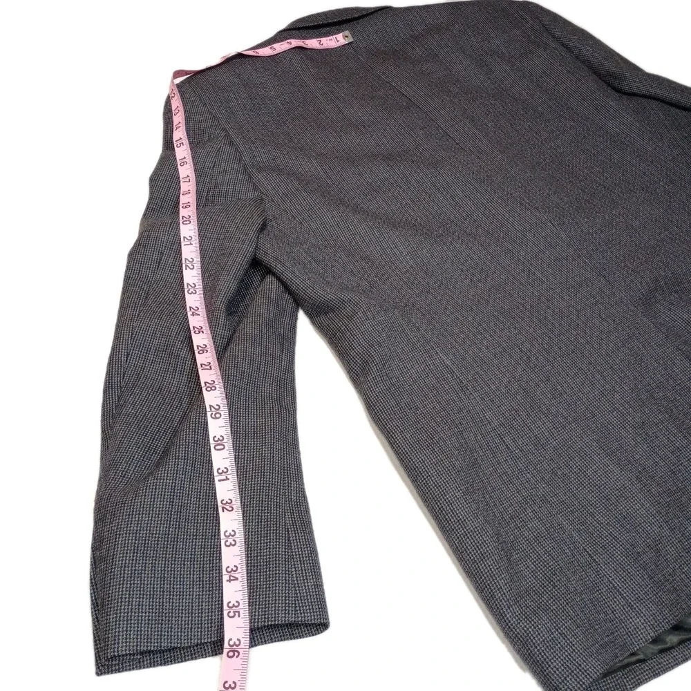 CHAPS Ralph Lauren Grey Tweed Wool Check Blazer Coat Men's 46R‎ Academia Office